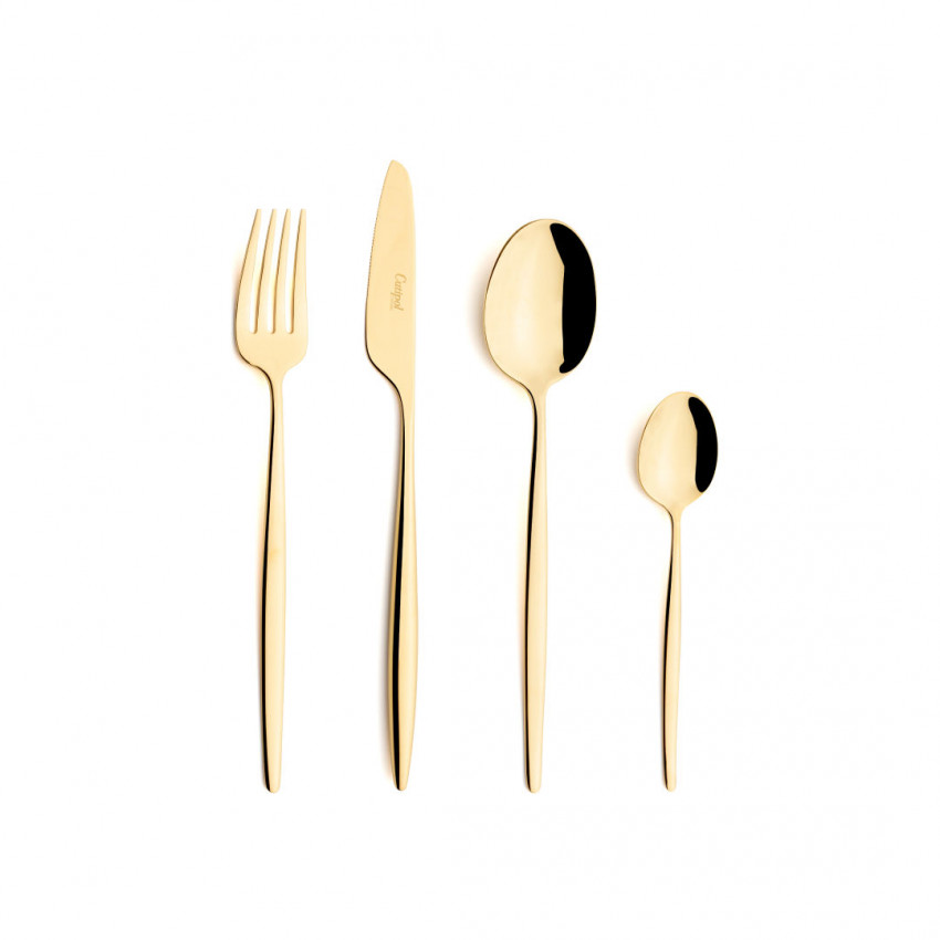 Solo Gold Polished 24 pc Set (6x Dinner Knives, Dinner Forks, Table Spoons, Coffee/Tea Spoons)