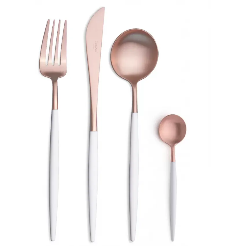 Goa White Handle/Rose Gold Matte Iced Tea/Long Drink Spoon 8.3 in (21 cm)