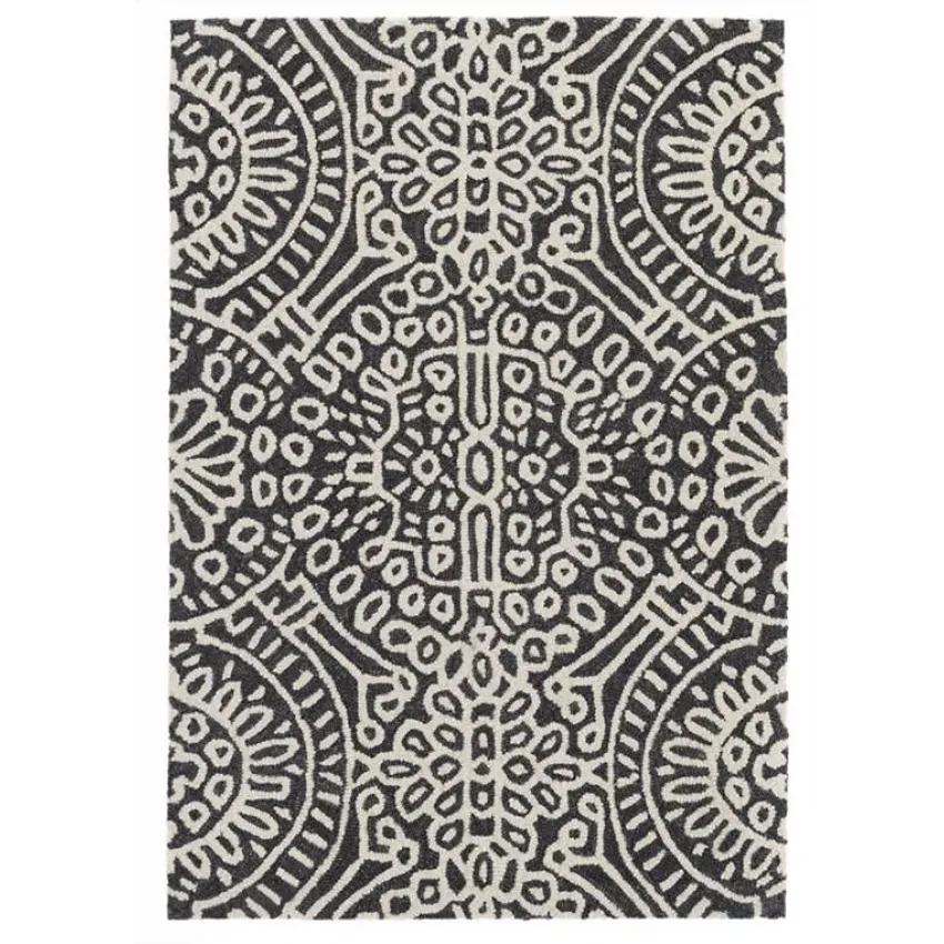Temple Charcoal Micro Hooked Wool Rugs