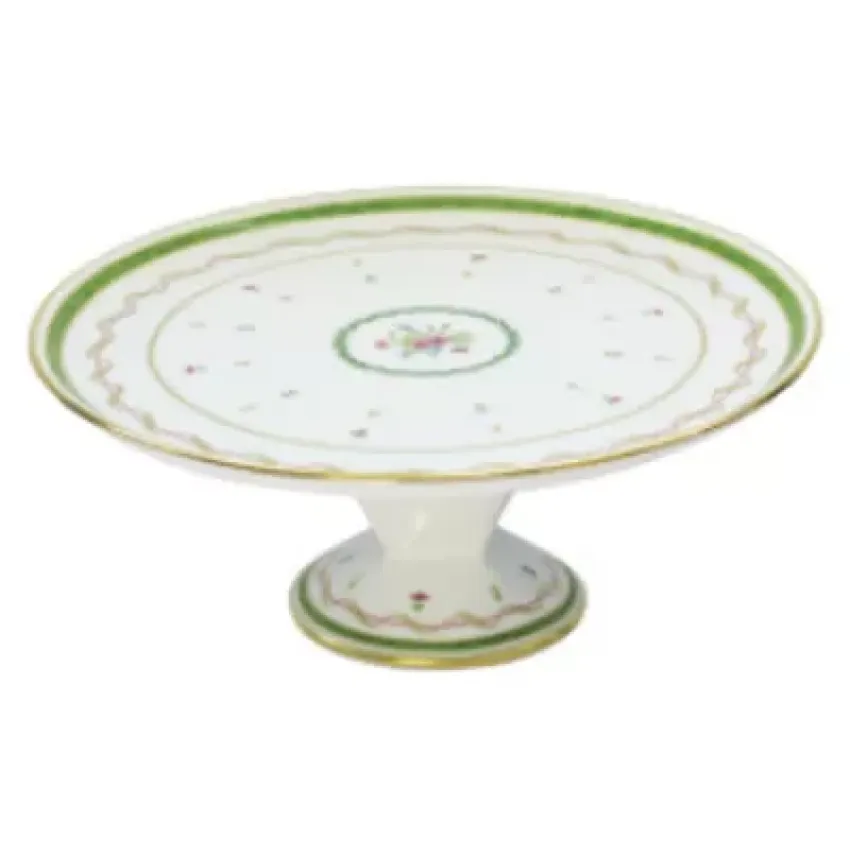 Vieux Paris Vert Green Footed Cake Platter 31.5 Cm (Special Order)