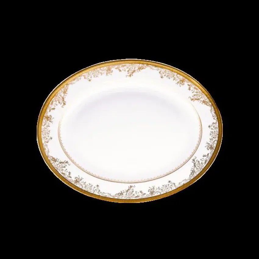 Diplomate White/Gold Oval Dish Small (Special Order)