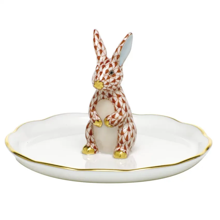 Bunny Ring Holder Rust 2.25 in H X 4 in D