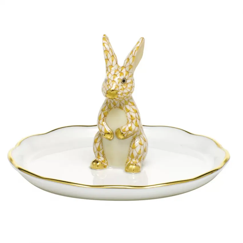 Bunny Ring Holder Butterscotch 2.25 in H X 4 in D