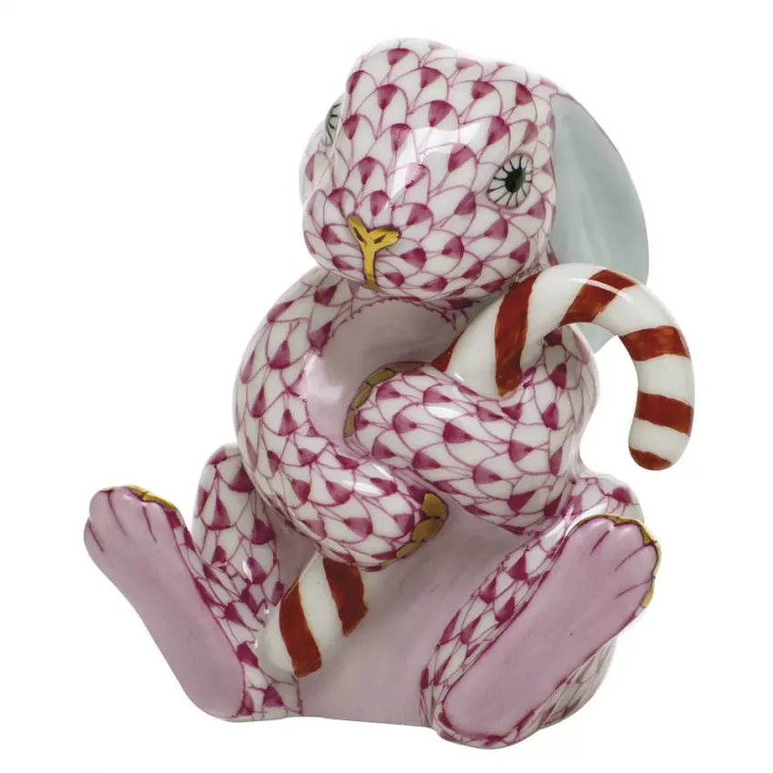 Candy Cane Bunny Raspberry 2.5 in L X 2.75 in H
