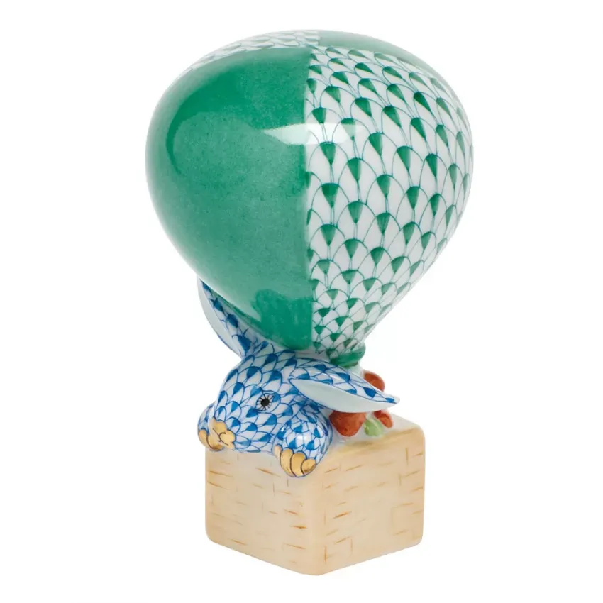 Hot Air Balloon Bunny Green/Blue 3.5 in H X 2.25 in D
