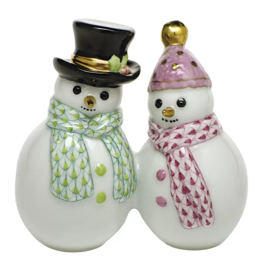 Snowman Couple Key Lime/Raspberry 1.5 in L X 3 in H
