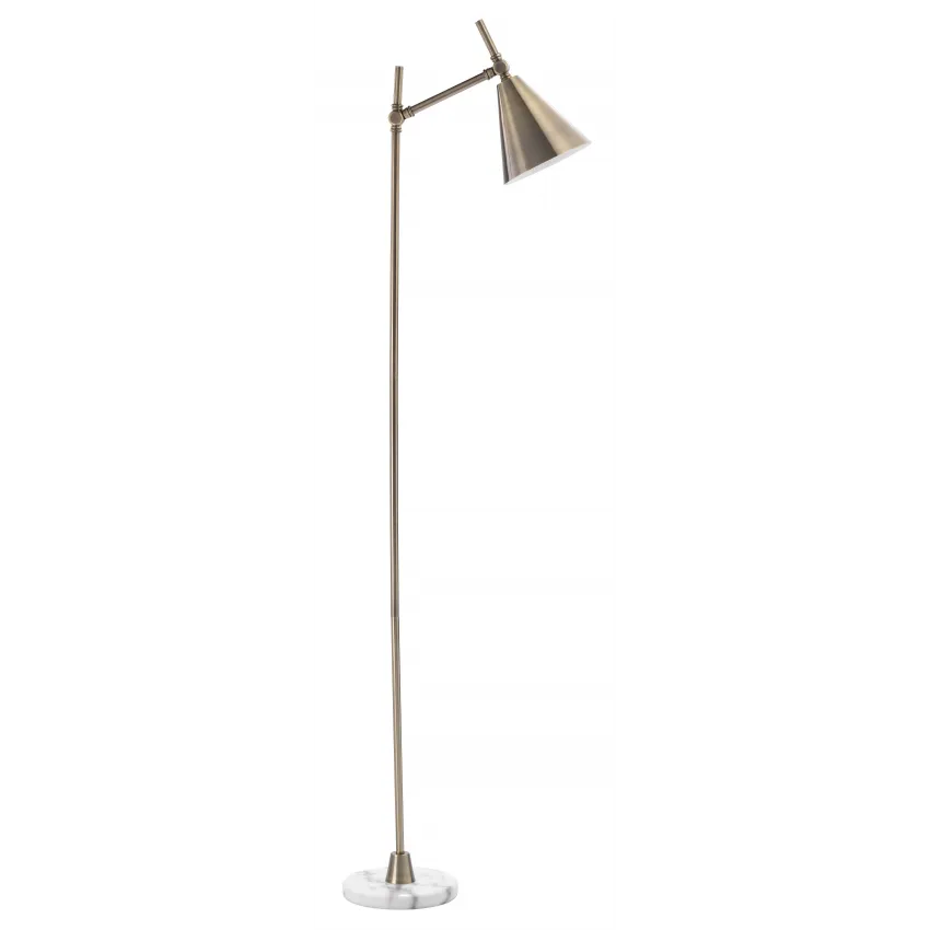 Kennedy Floor Lamp Brass Metal & White Marble