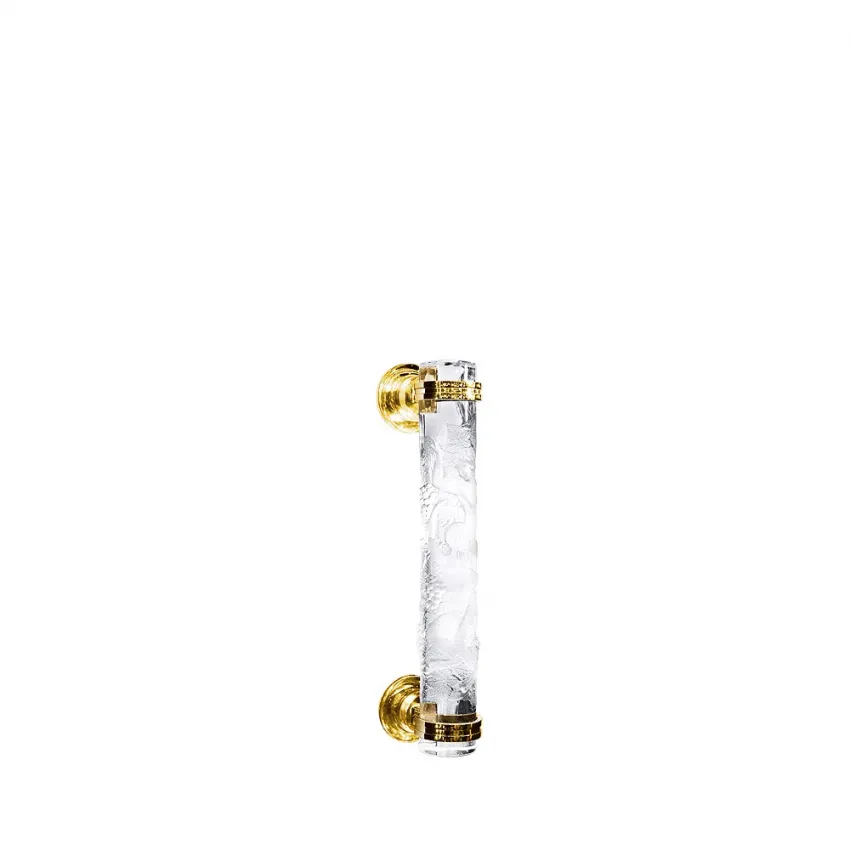 Faunes Door Handle Clear Crystal, Gilded Finish