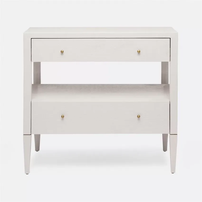 Made Goods Conrad Nightstand French Gray Faux Raffia 30"L x 18"W x 32"H