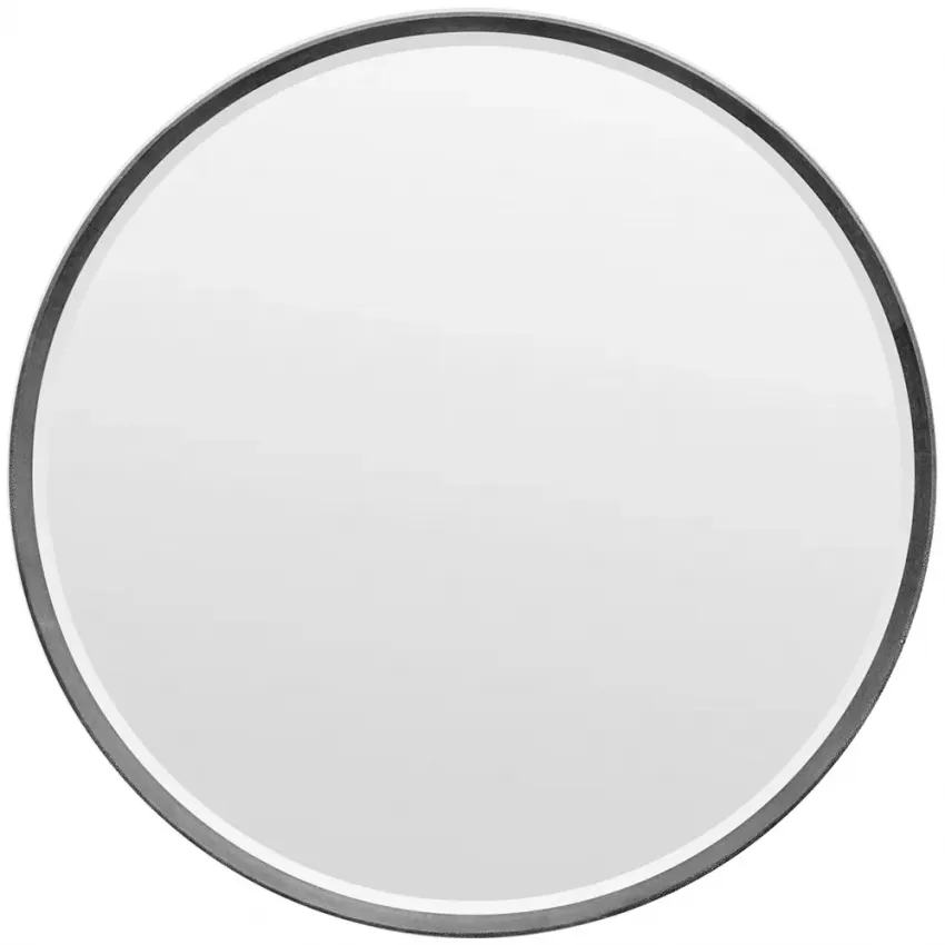 Emma Cool Gray Realistic Faux Shagreen Round Mirror