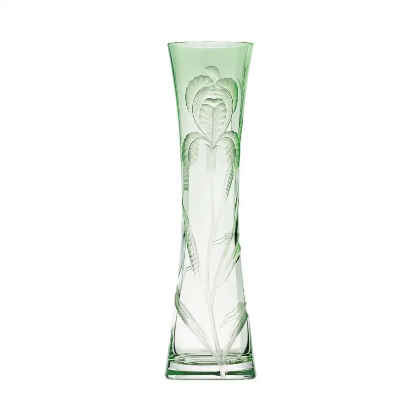 Sinorita Underlaid Vase Optic, Engraving Iris Green 35 Cm