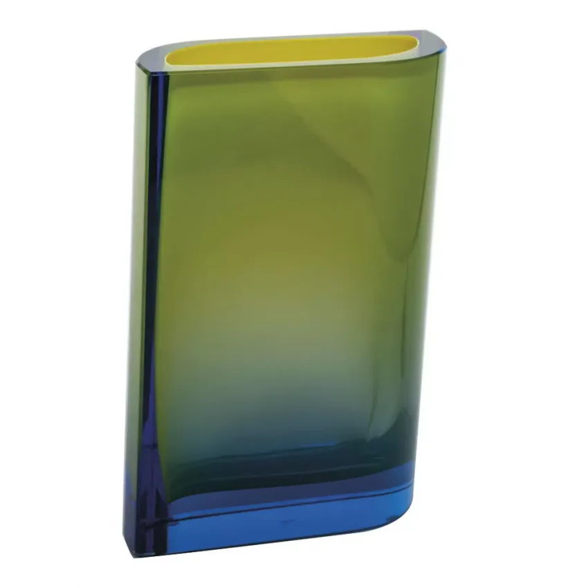 Kolorit Underlaid Vase Aquamarine Opal Yellow 30 Cm