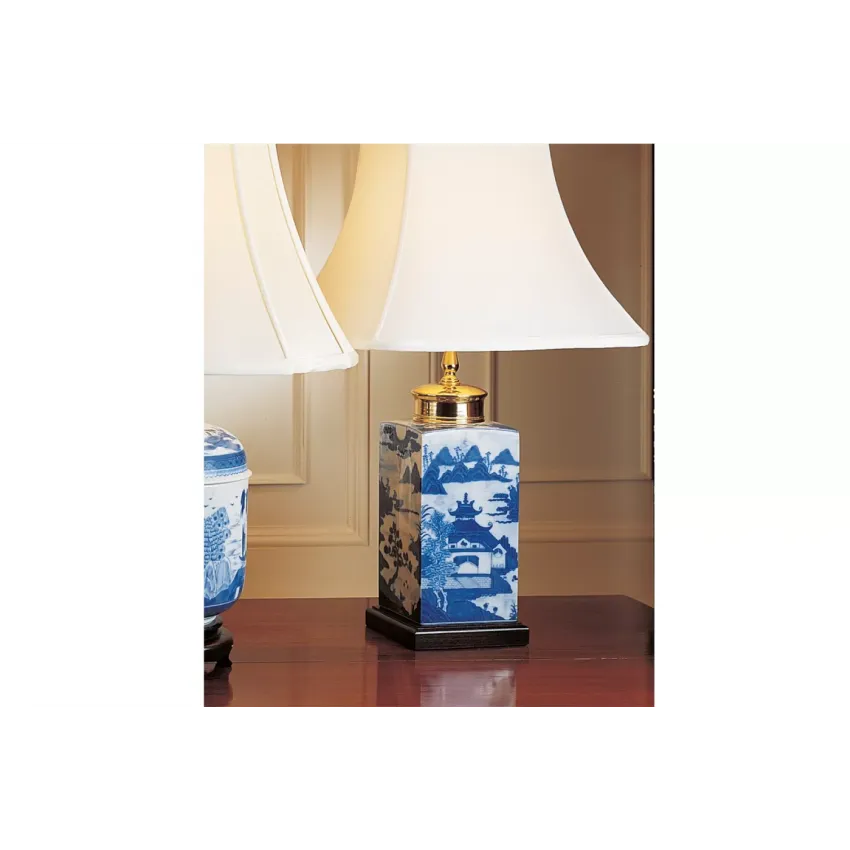 Blue Canton Tea Jar Small Lamp 25"
