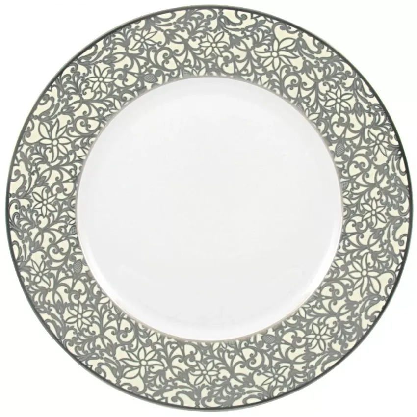 Salamanque Platinum Ivory French Rim Soup Plate Round 9.1 in.