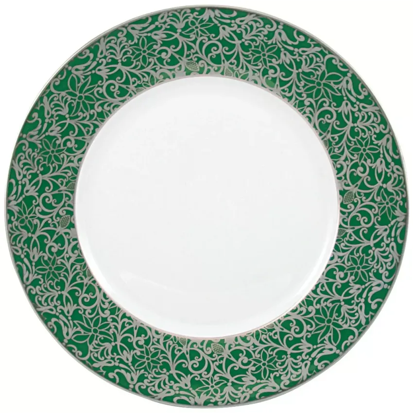 Salamanque Platinum Green French Rim Soup Plate Rd 9.1"