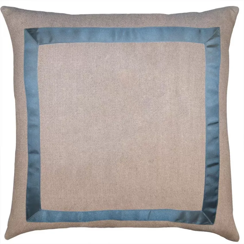 Marquess Linen Slate Blue Ribbon Pillow