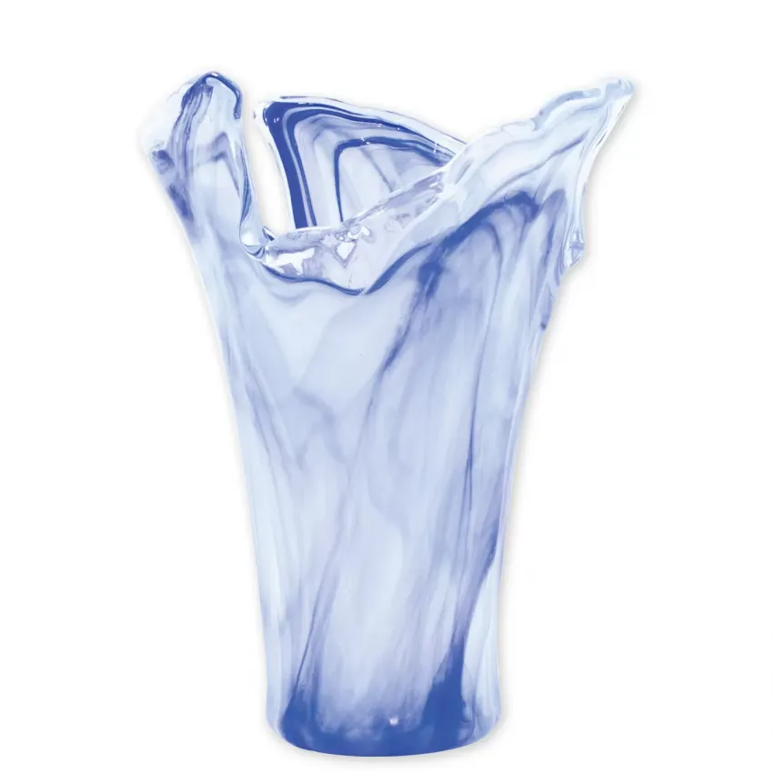 Onda Glass Cobalt Large Vase 9.5"D, 13"H