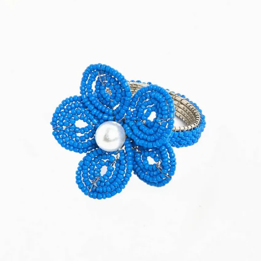 Floral Navy Napkin Ring