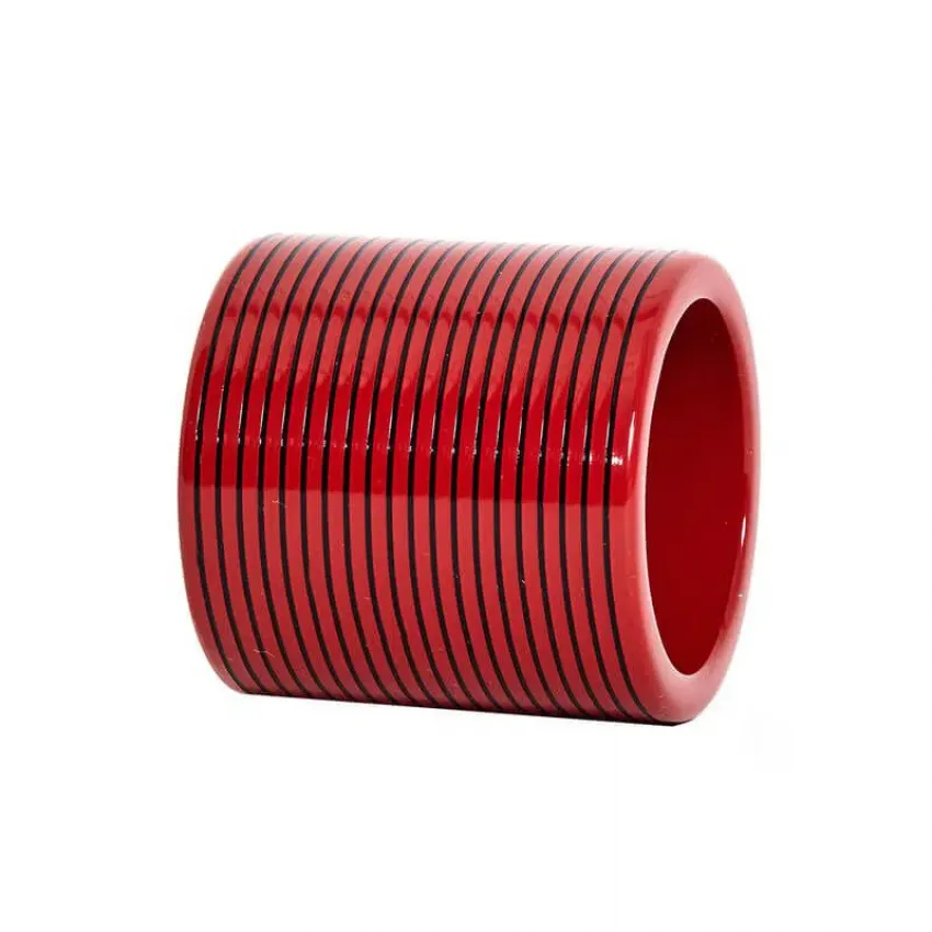Lacquer Stripe Red/Black Stripes Napkin Ring
