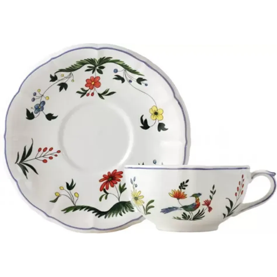 Oiseaux De Paradis Set Of 2 Breakfast Cups & Saucers 7" Dia