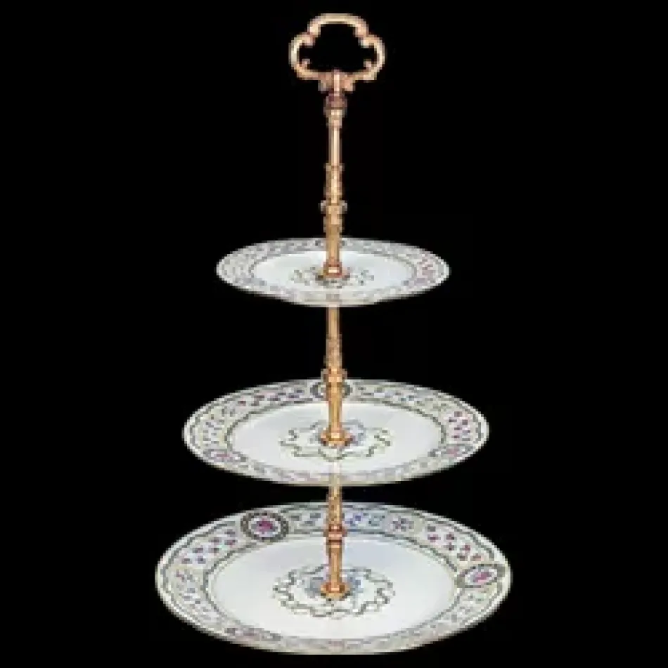 Louveciennes Green/Gold 3-Tier Cake Plate 26 Cm