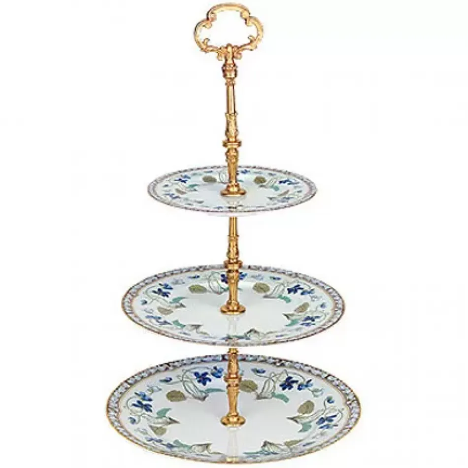 Imperatrice Eugenie Blue/Gold 3-Tier Cake Plate 26 Cm