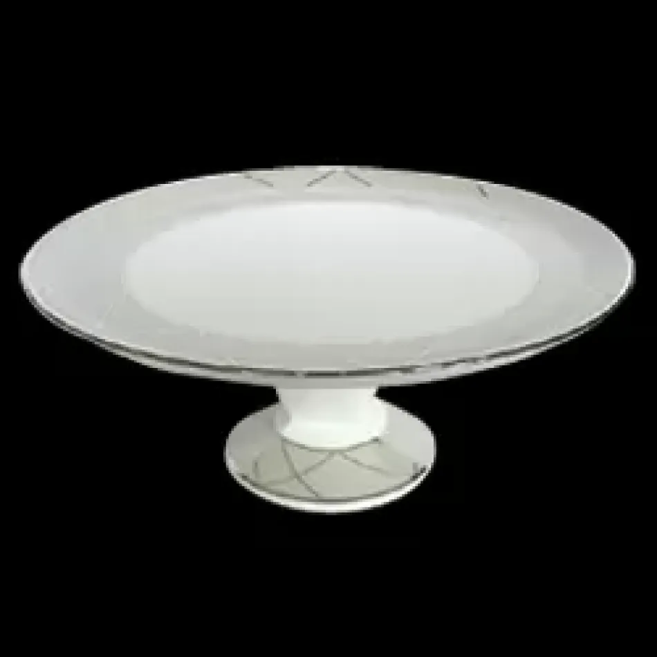 Clair de Lune Arcades Grey/Platinum Footed Cake Platter 31.5 Cm