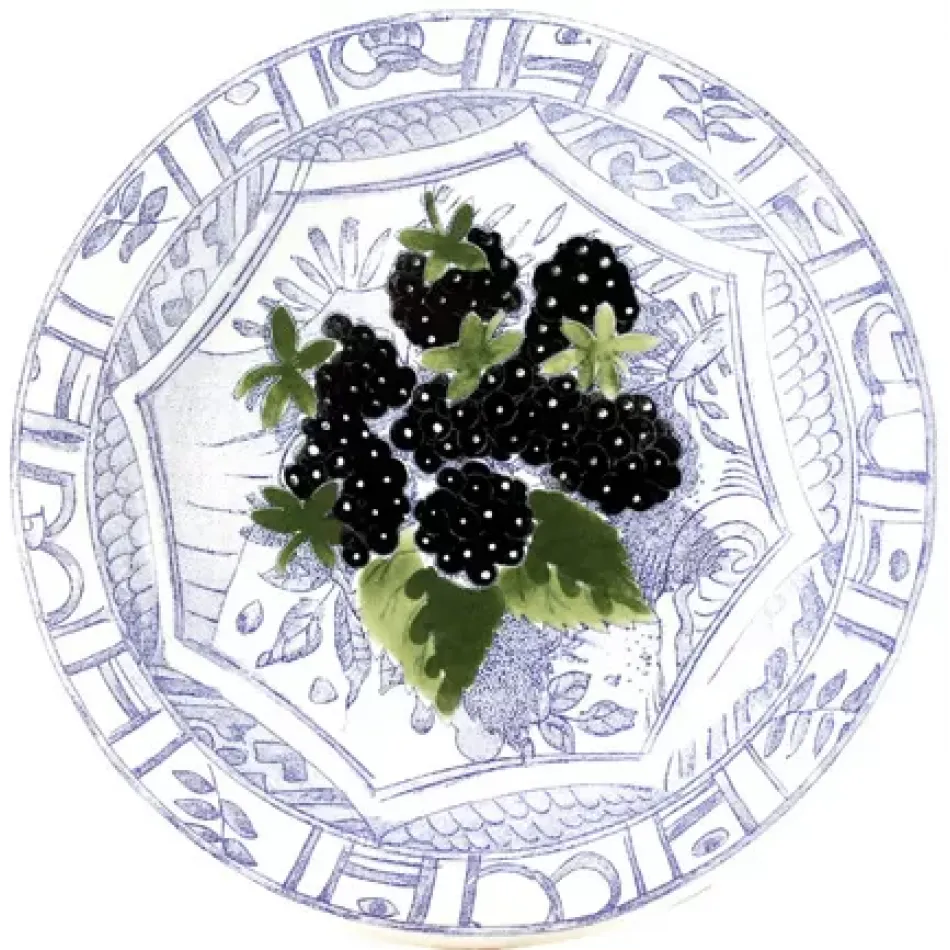 Oiseau Bleu Fruits Canape Plate Blackberries 6 1/2" Dia