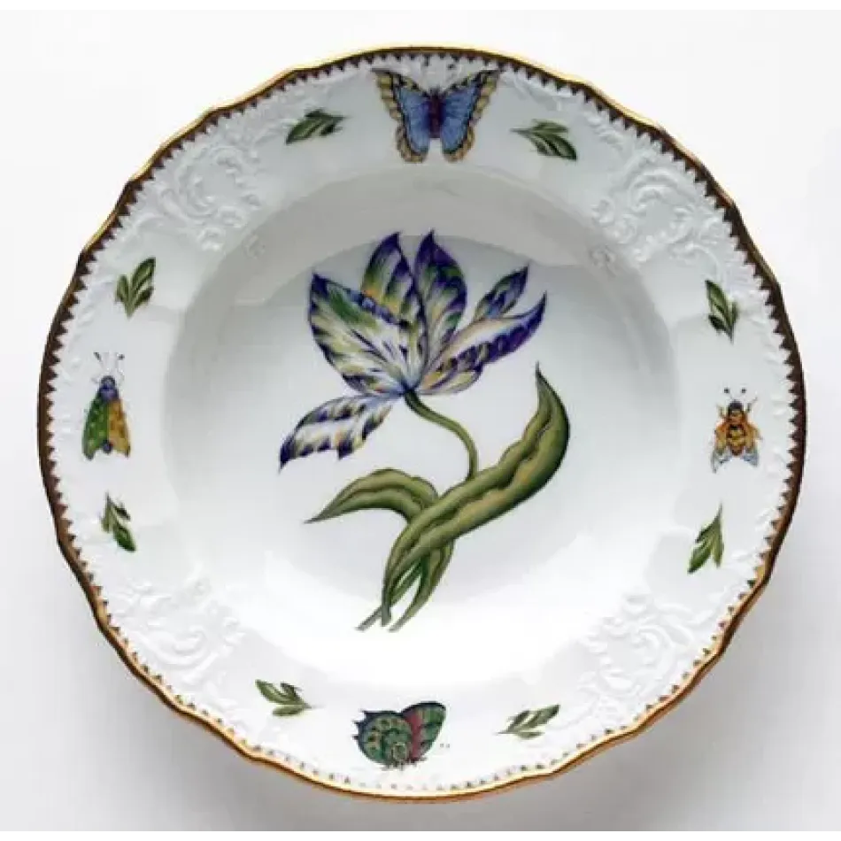 Old Master Tulips Yellow, Green, Purple, & Blue Tulip Rim Soup Plate 9 in Rd