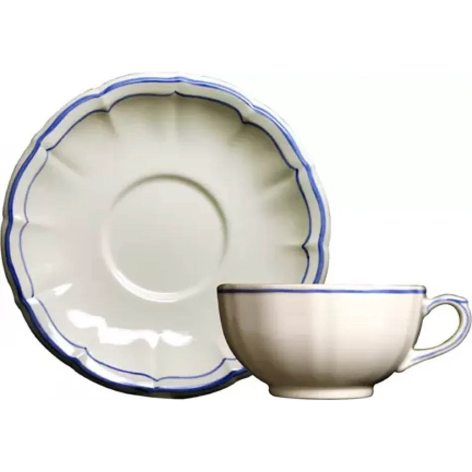 Filet Bleu Set Of 2 Breakfast Cups & Saucers 13 Oz - 7" Dia