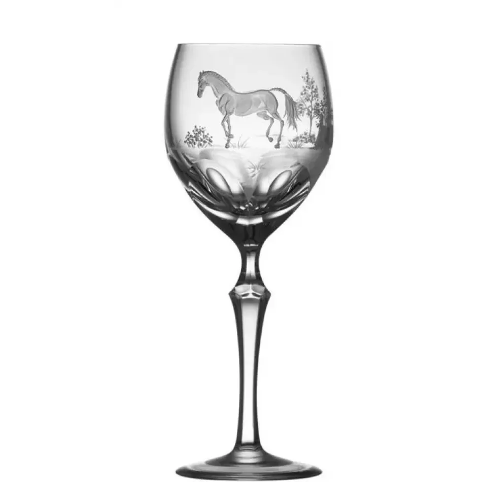 Run 4 Roses English Thoroughbred Cobalt Blue White Wine Glass