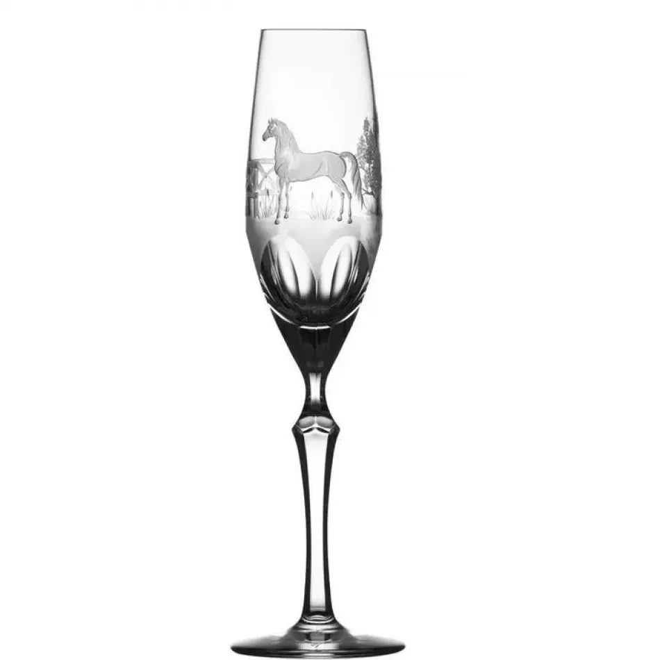 Run 4 Roses Morgan Horse Clear Champagne Flute