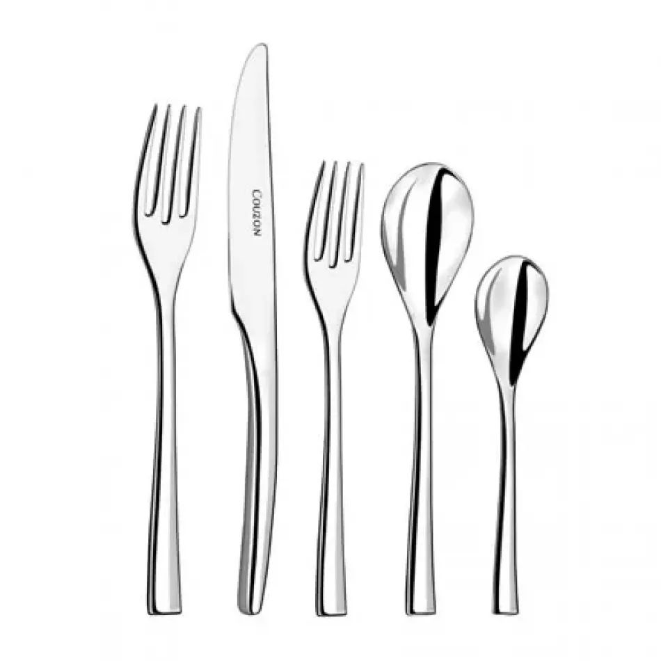 Steel Stainless 5 Pc Setting (Table Knife, Table Fork, Dessert/Salad Fork, Dessert/Soup Spoon, Tea Spoon)