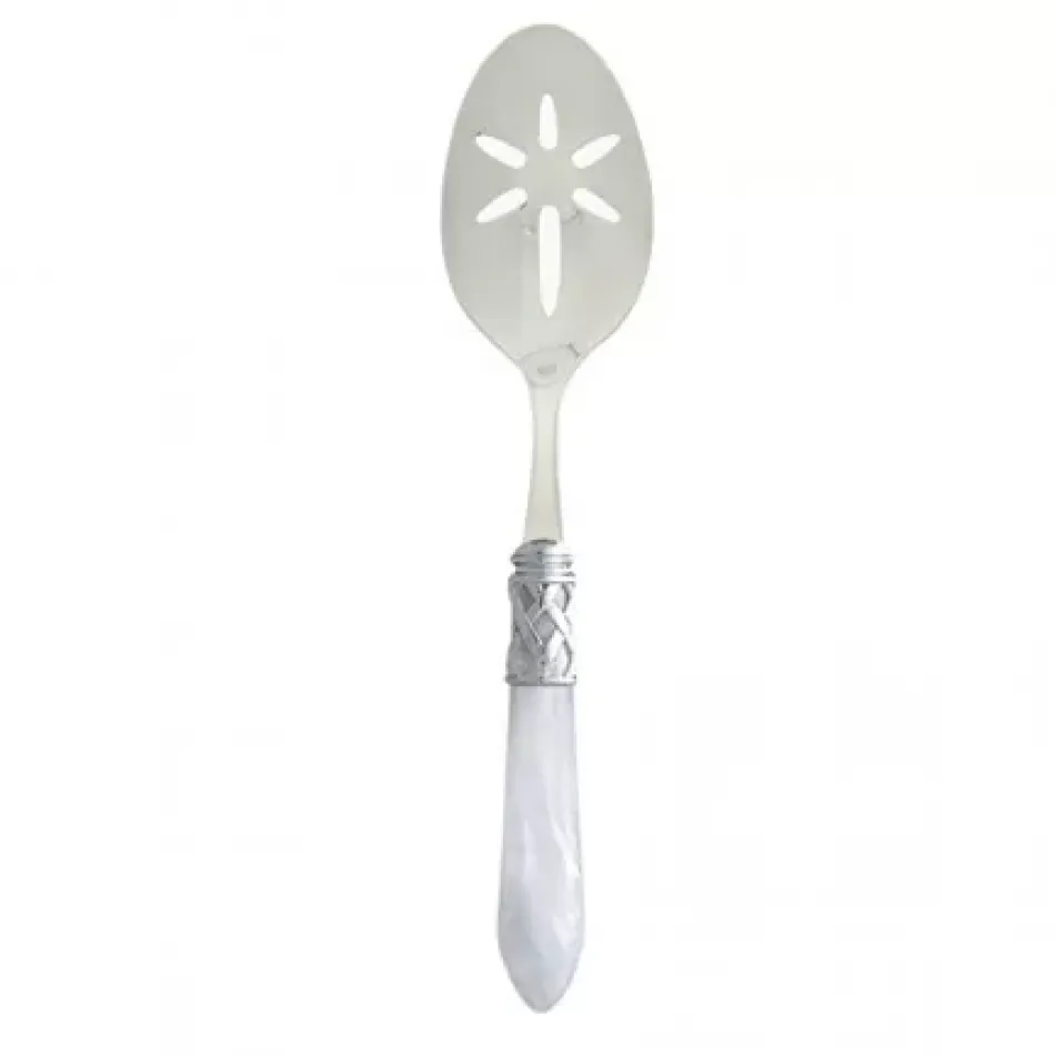 Aladdin Brilliant White Slotted Serving Spoon 9.5"L