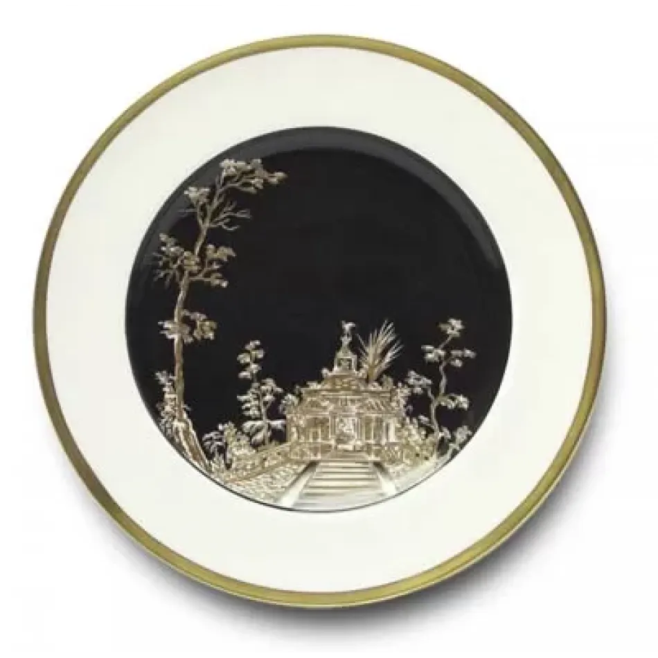 Vieux Kyoto Dessert Plate Black Center 8.25 in Rd