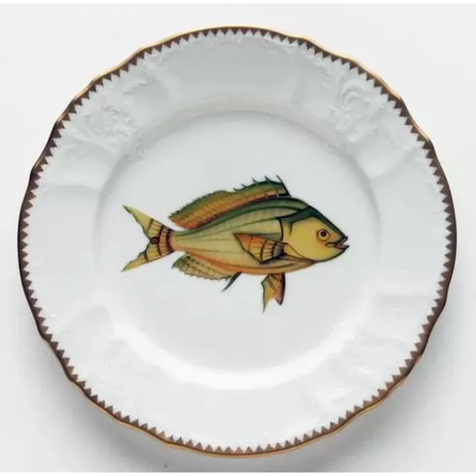 Antique Fish Yellow/Aqua Salad Plate 7.5 in Rd