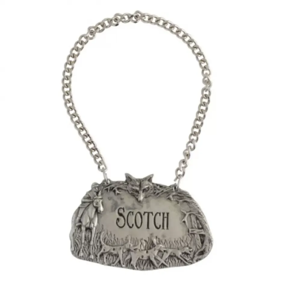 Morning Hunt Pewter Hunt Scotch Decanter Tag