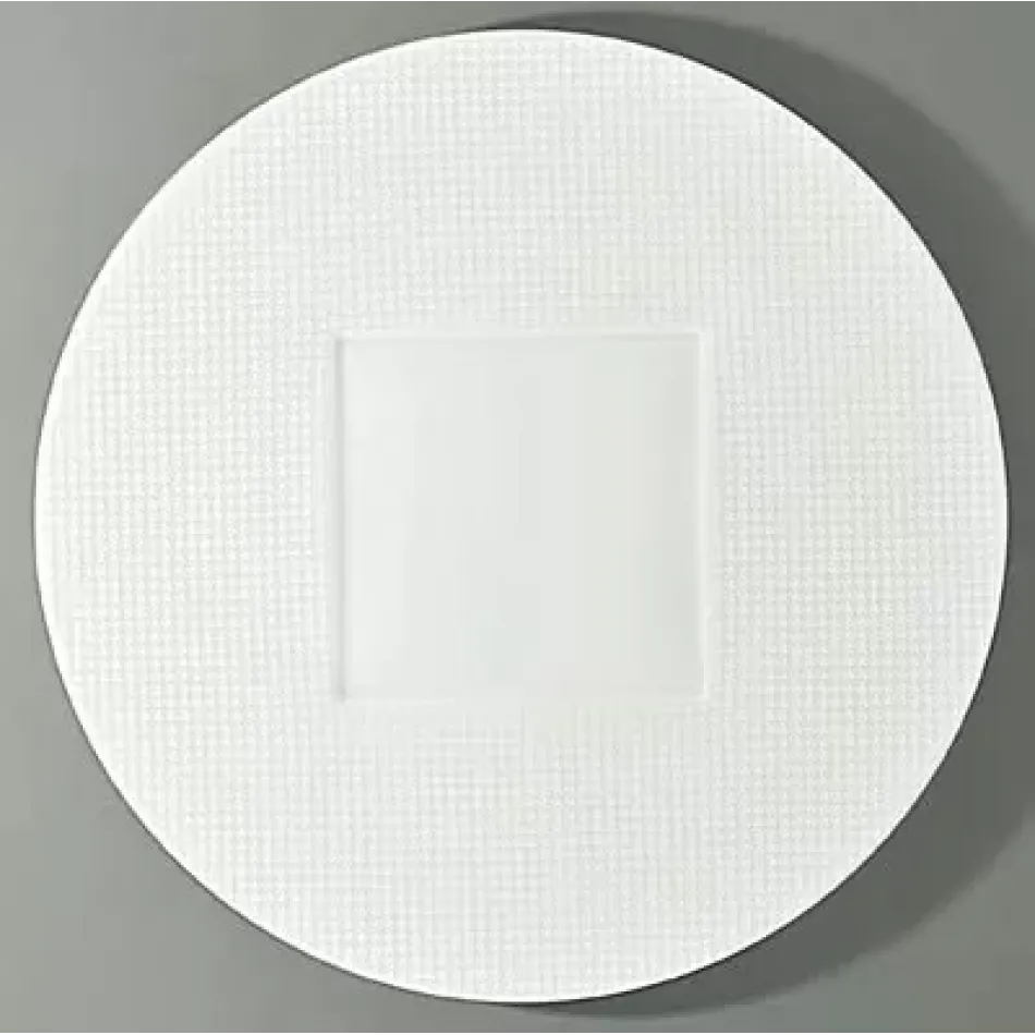 Checks Round Buffet Plate Square Center Round 12.6 in.