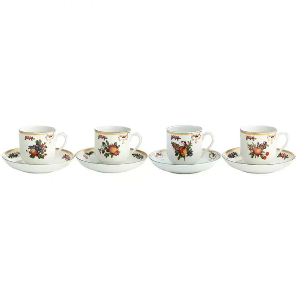 Duke of Gloucester Tea Cup & Saucer Assorted Set of Four 2.75"