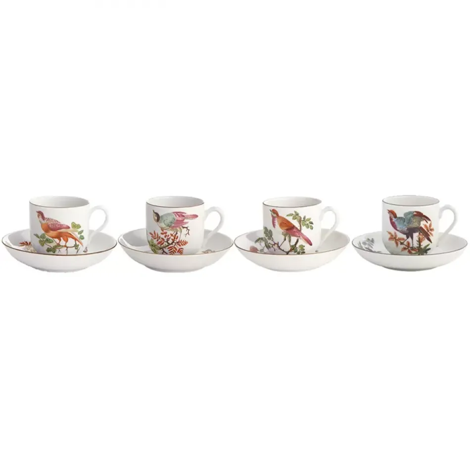 Chelsea Bird Tea Cup & Saucer Set of Four