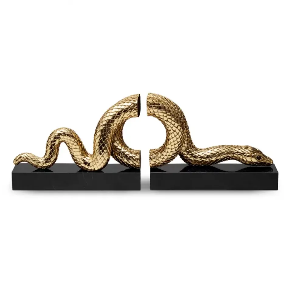 Snake Gold Bookend Set 8 x 2 x 6" - 20 x 5 x 15cm (each side)