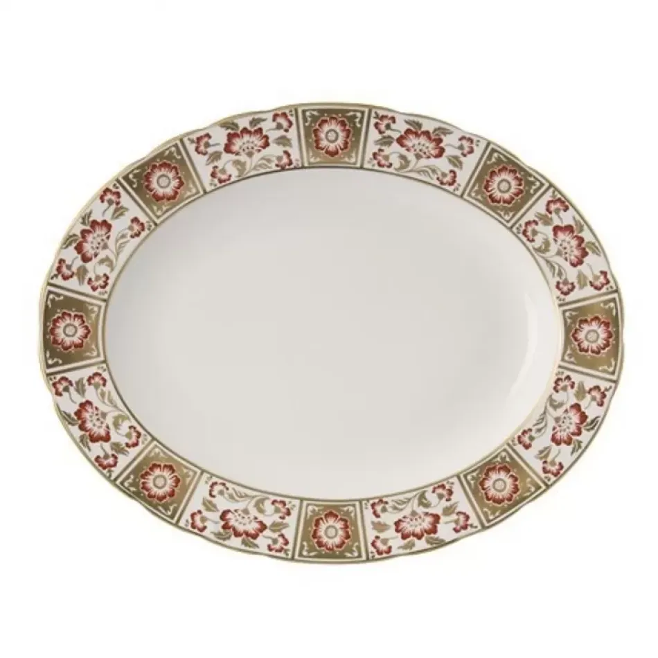 Derby Panel Red Oval Dish S/S (34.5 cm/13.5 in)