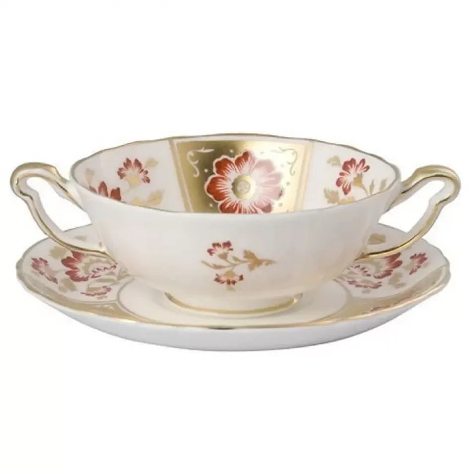 Derby Panel Red Cream Soup Saucer (6.75in/16.5cm)