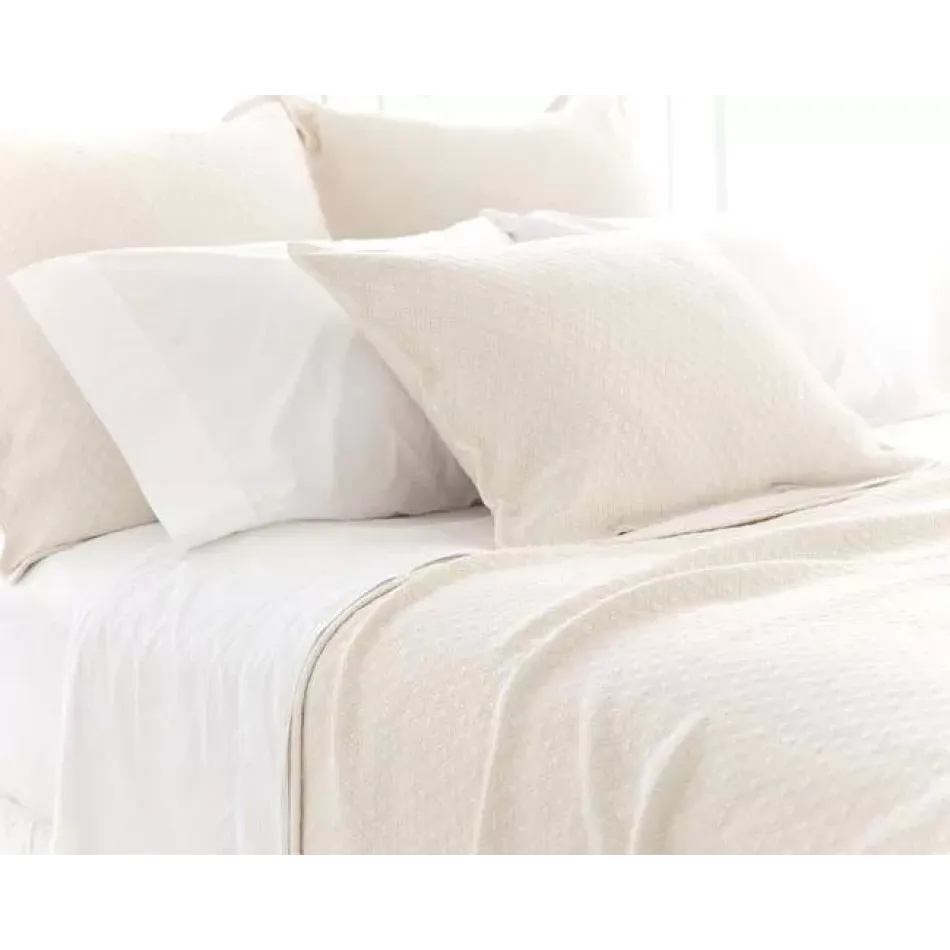 Diamond Matelasse Ivory Cotton Coverlet