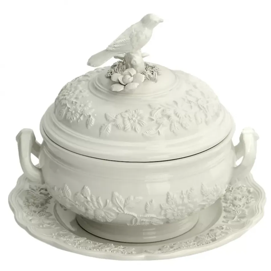 Bird Tureen & Stand, Creamware Small 7.5" x 8.75"