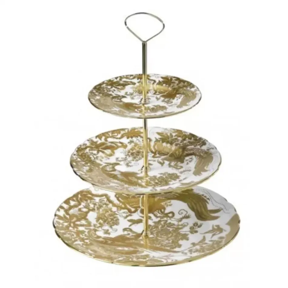 Aves Gold Cake Stand 3 Tier (Boxed)