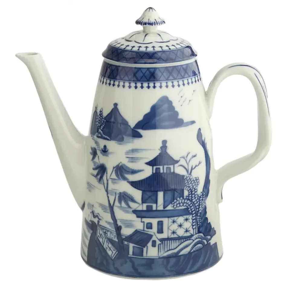 Blue Canton Coffeepot 48oz, 9"h