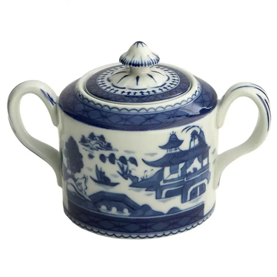 Blue Canton Sugar Bowl & Cover 4.75"h