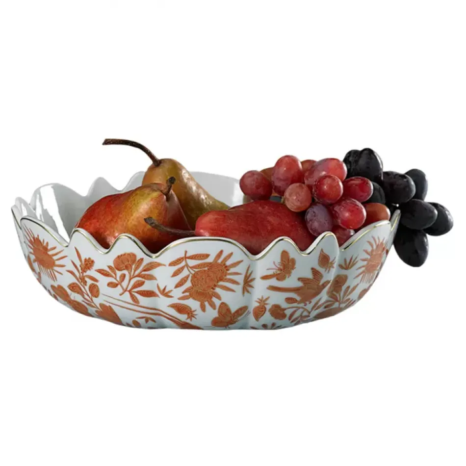 Sacred Bird & Butterfly Scalloped Bowl 10.5"