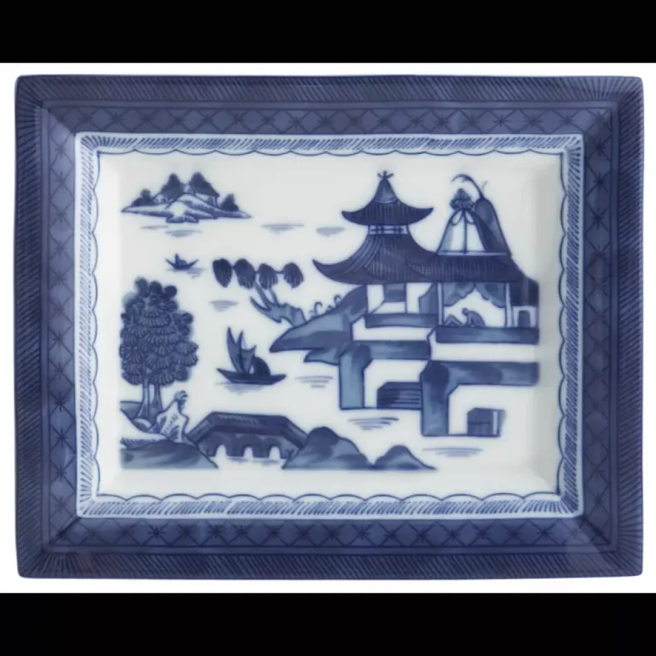 Blue Canton Rectangular Tray Large 6.1"x7"